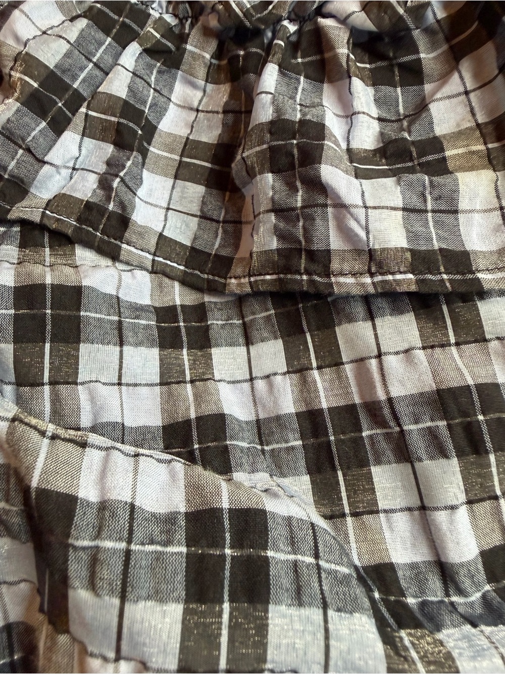 GANNI Charron Checked Seersucker Ruffle Mini Dress Serenity Blue Size 36 - Picture 8 of 12